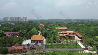 旅游景区湖北荆州太晖观历史文化古建筑航拍